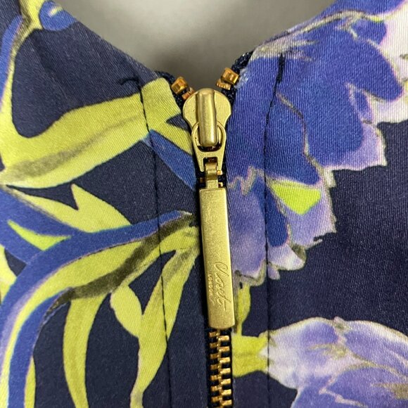 Closet London Floral Dress Retro Blue A-Line Zip Back Size 10 Sleeveless Cotton - Picture 8 of 11